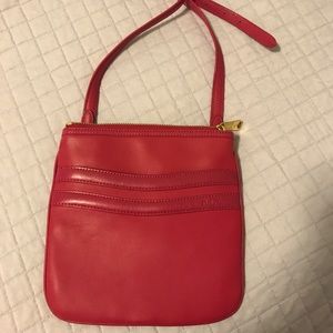 Hot pink leather Ralph Lauren shoulder bag